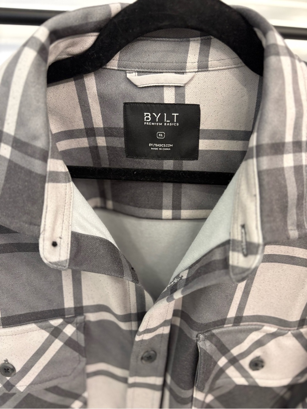 BYLT Basics Gray Plaid Button-Down Shirt